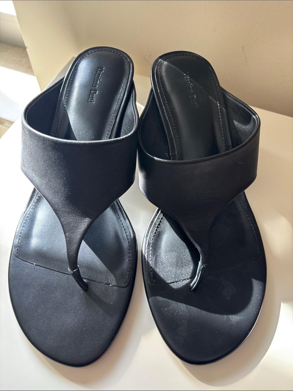 Massimo Dutti - Black Wide-Strap Thong Sandals